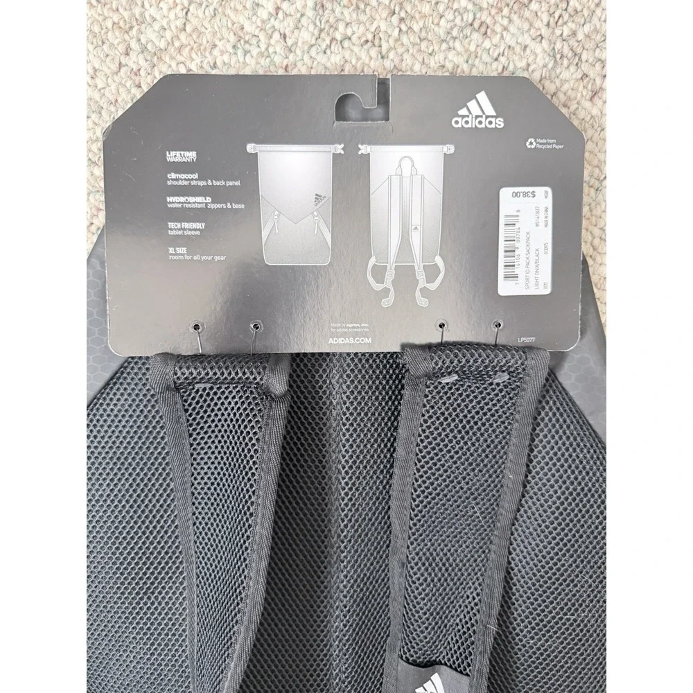 Adidas ID Pack Sackpack Backpack Onix Black School College Travel Bag NWT$38